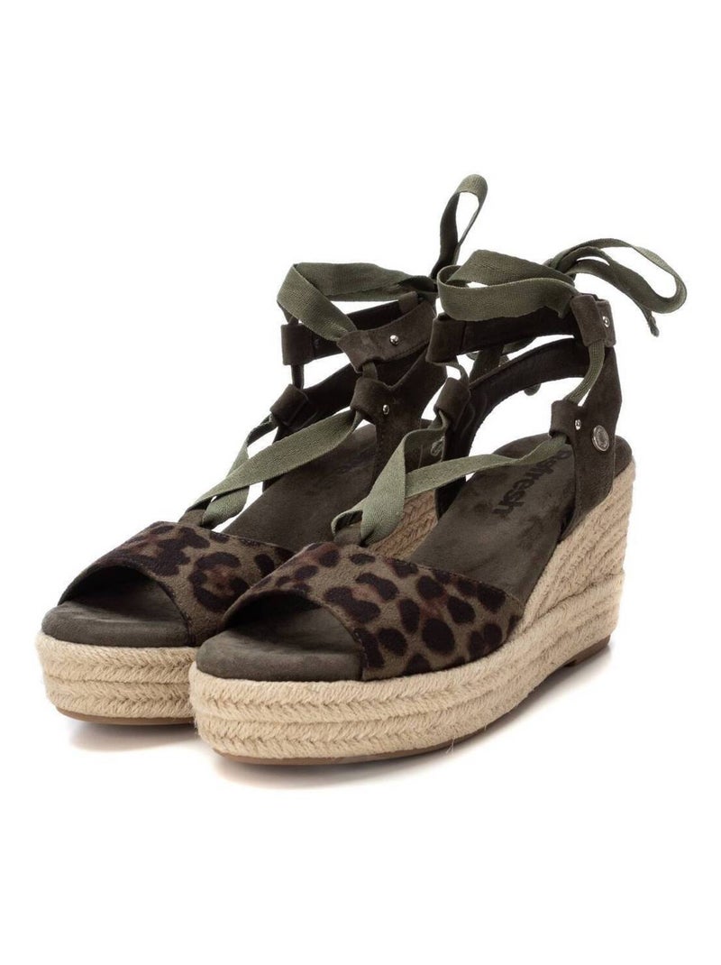 Espadrilles compensées pour femme avec fermeture à rubans Kaki - Kiabi
