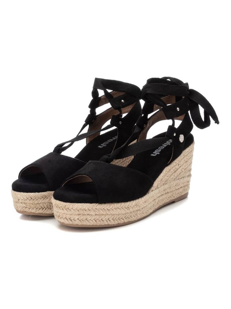 Espadrilles compensées pour femme avec fermeture à rubans Noir - Kiabi