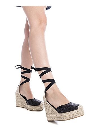 Espadrilles compensées pour femme avec fermeture à rubans