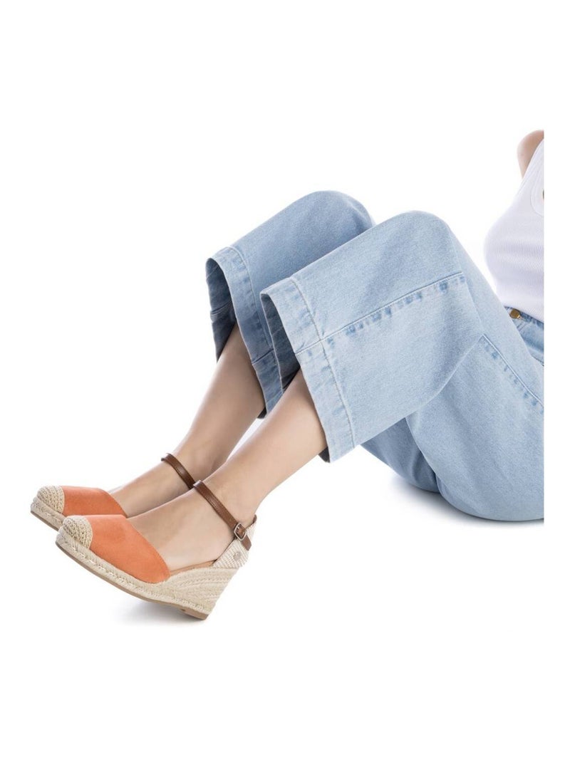 Espadrilles compensées pour femme Corail/Turquoise/Crème - Kiabi