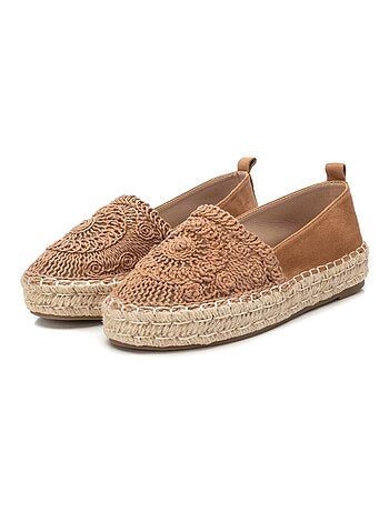 Espadrilles compensées pour femme en cuir