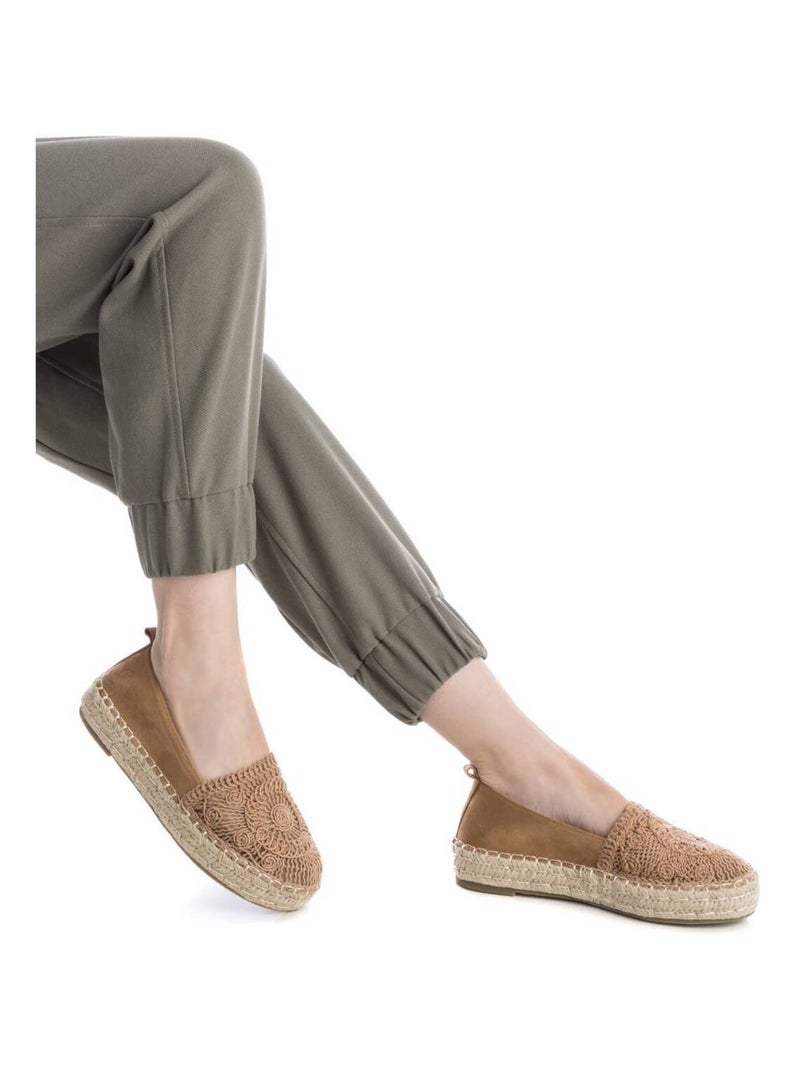 Espadrilles compensées pour femme en cuir Beige - Kiabi