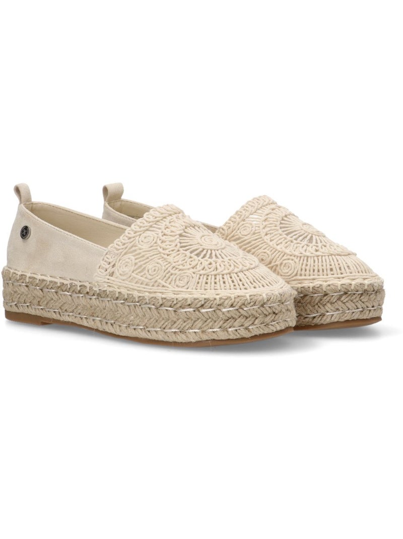 Espadrilles compensées pour femme en cuir Gris perle - Kiabi