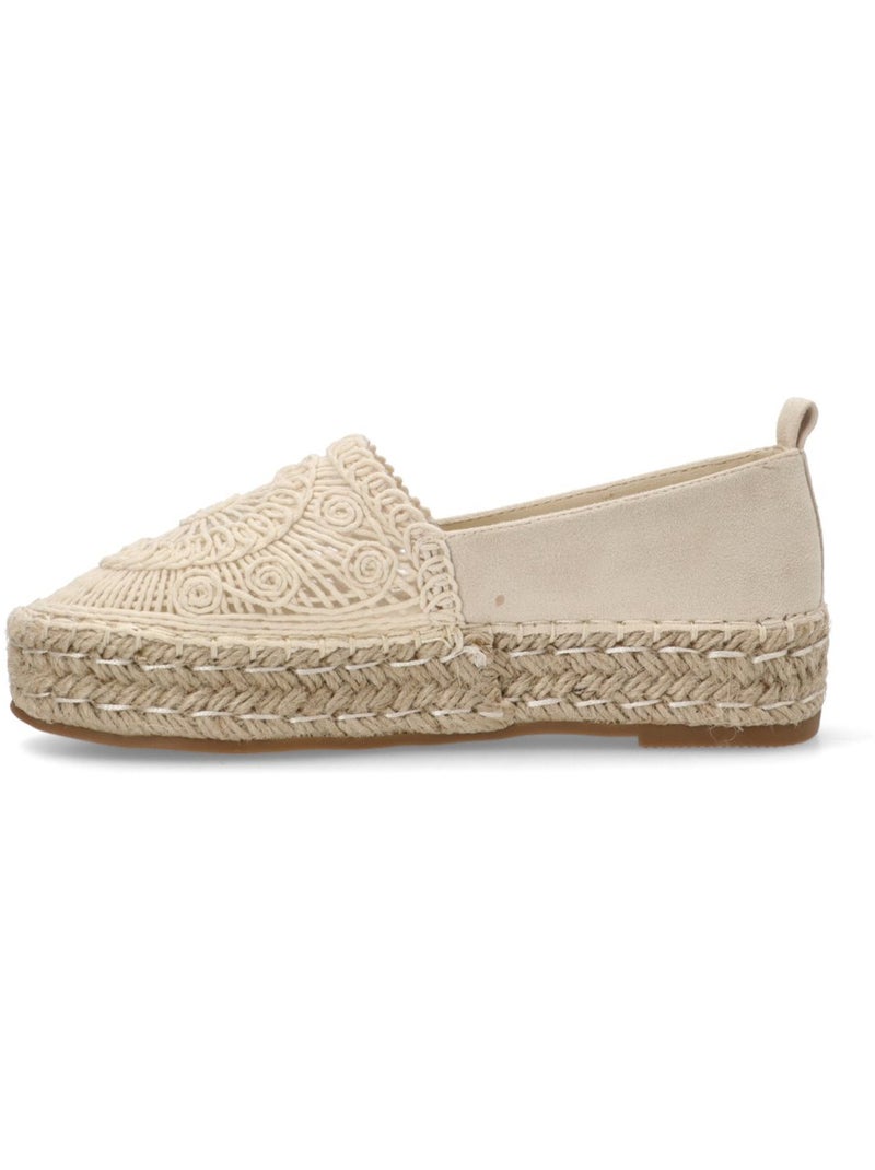 Espadrilles compensées pour femme en cuir Gris perle - Kiabi