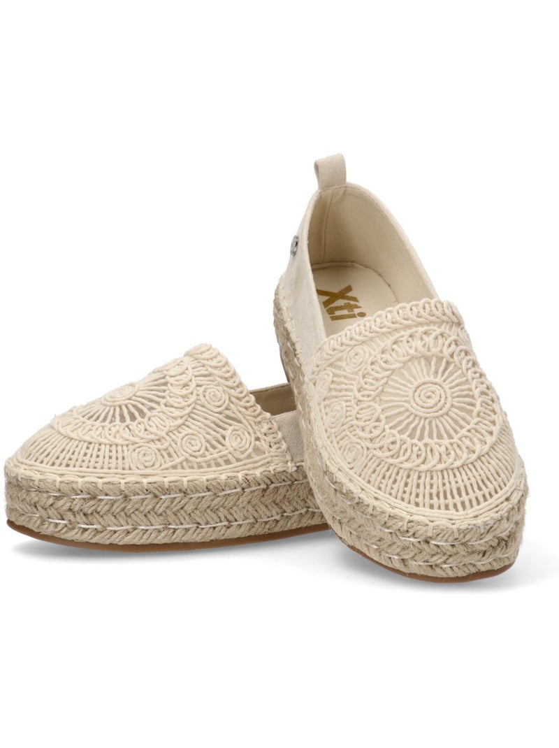 Espadrilles compensées pour femme en cuir Gris perle - Kiabi