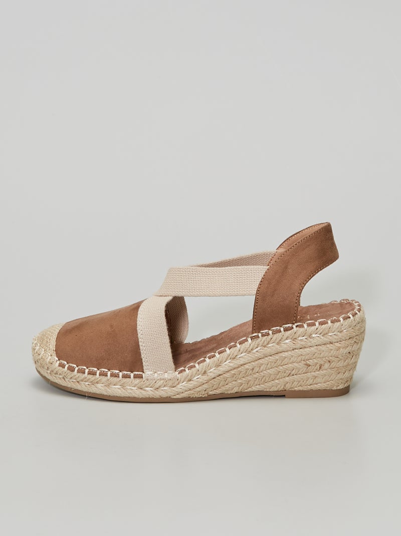 Espadrilles compensées taupe - Kiabi