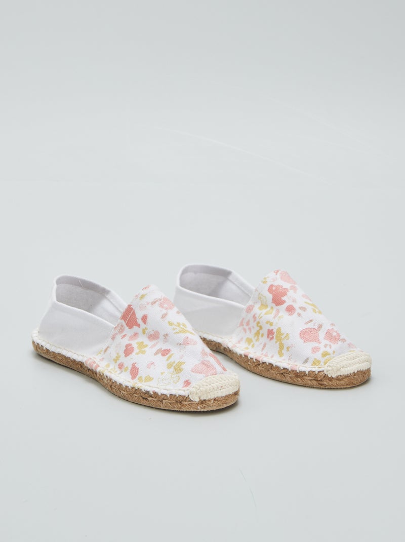 Espadrilles en corde imprimé fleuri Blanc/rose/jaune - Kiabi