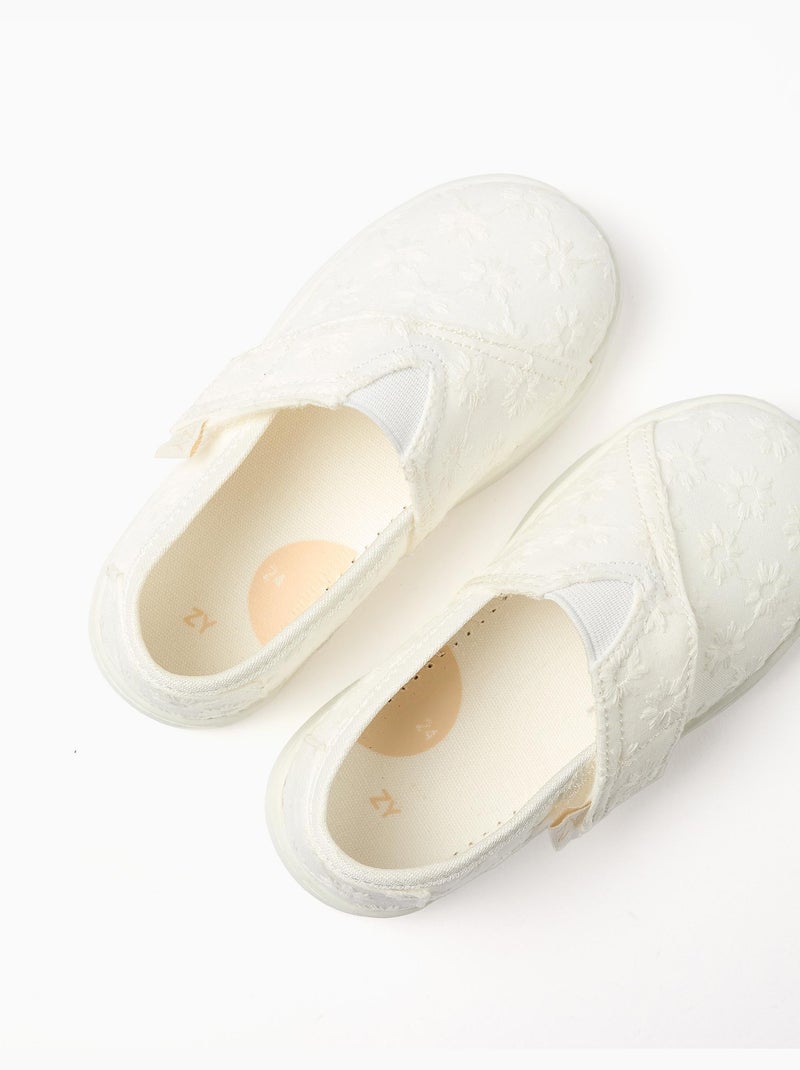 Espadrilles en lin avec broderie florale Blanc - Kiabi