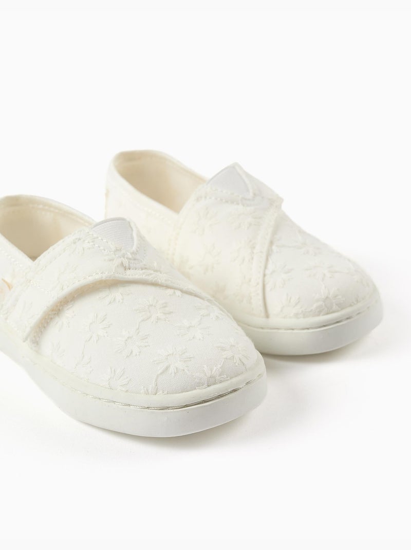 Espadrilles en lin avec broderie florale Blanc - Kiabi