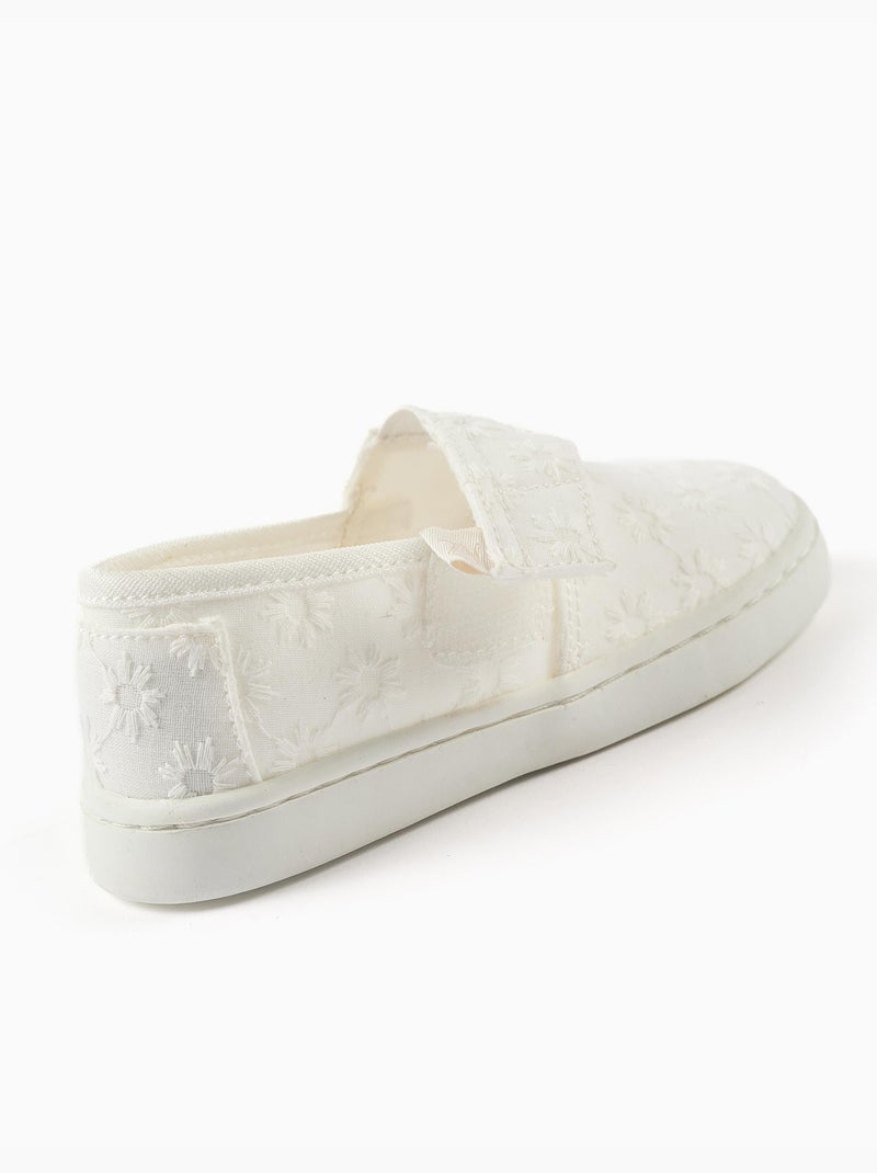 Espadrilles en lin avec broderie florale Blanc - Kiabi