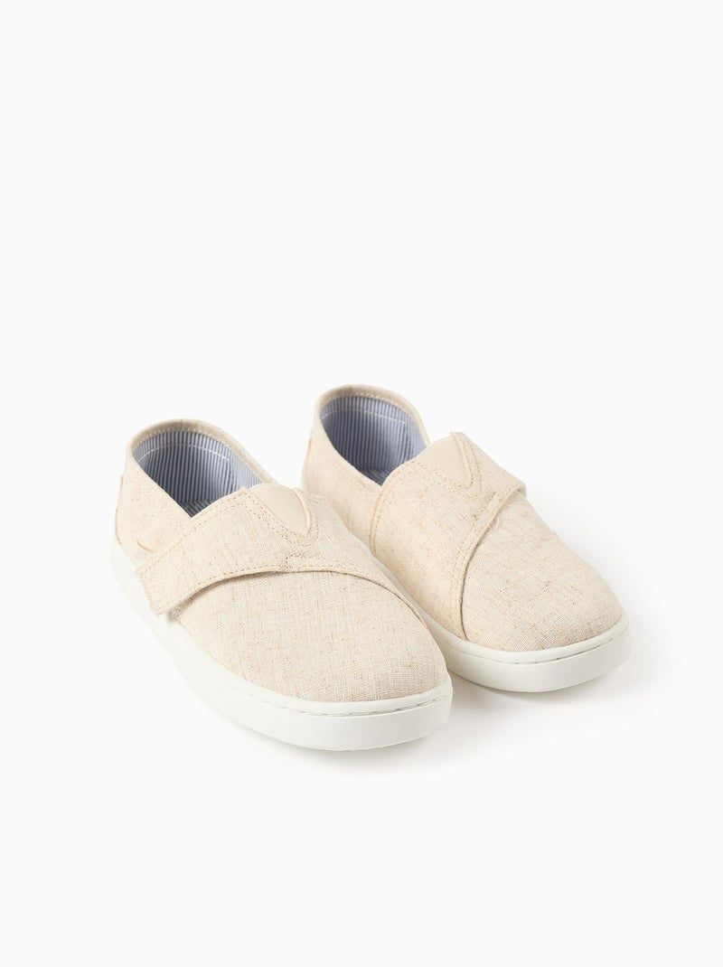 Espadrilles en lin avec fermeture à scratch Beige clair - Kiabi