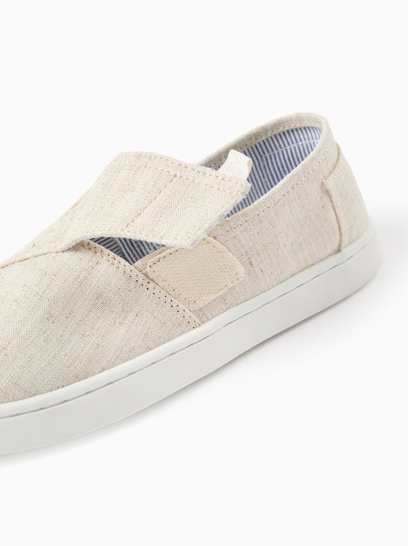 Espadrilles en lin avec fermeture à scratch Beige clair - Kiabi