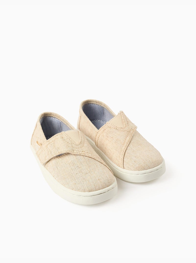 Espadrilles en lin avec fermeture à scratch Beige - Kiabi