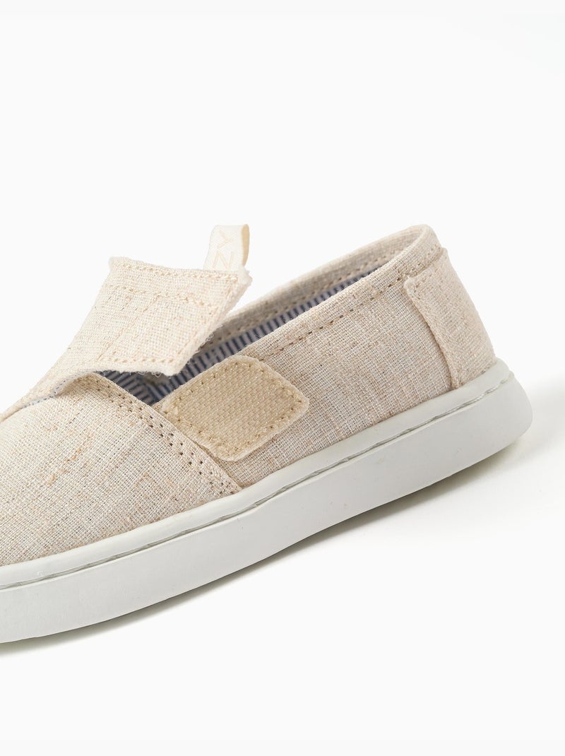 Espadrilles en lin avec fermeture à scratch Beige - Kiabi