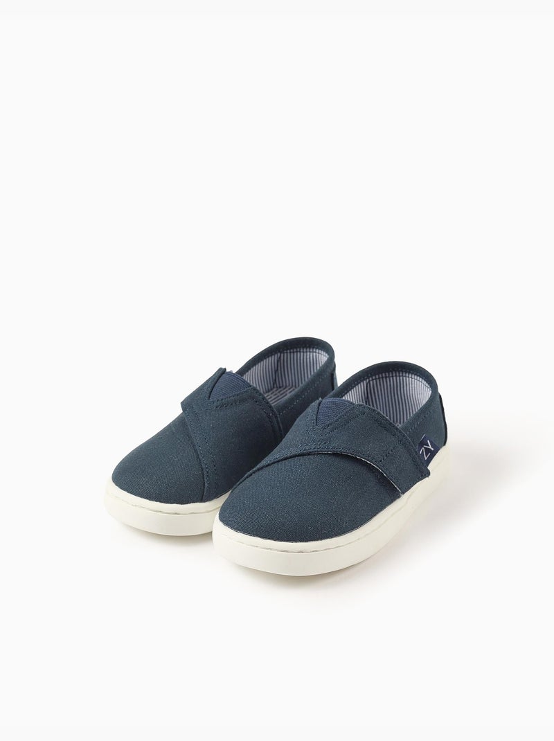 Espadrilles en lin avec fermeture à scratch Bleu Bleu - Kiabi