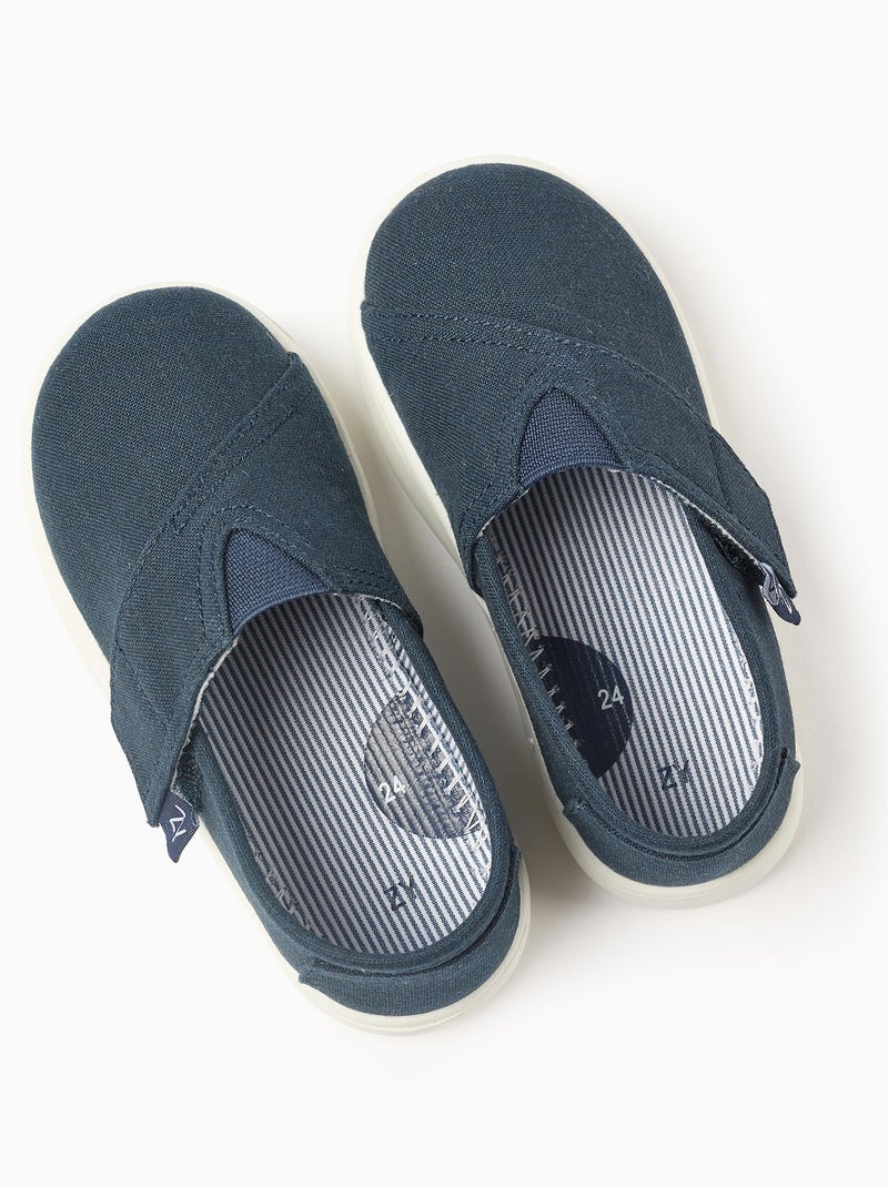 Espadrilles en lin avec fermeture à scratch Bleu Bleu - Kiabi