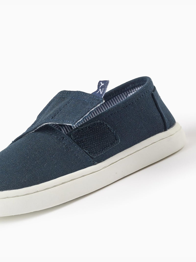 Espadrilles en lin avec fermeture à scratch Bleu Bleu - Kiabi