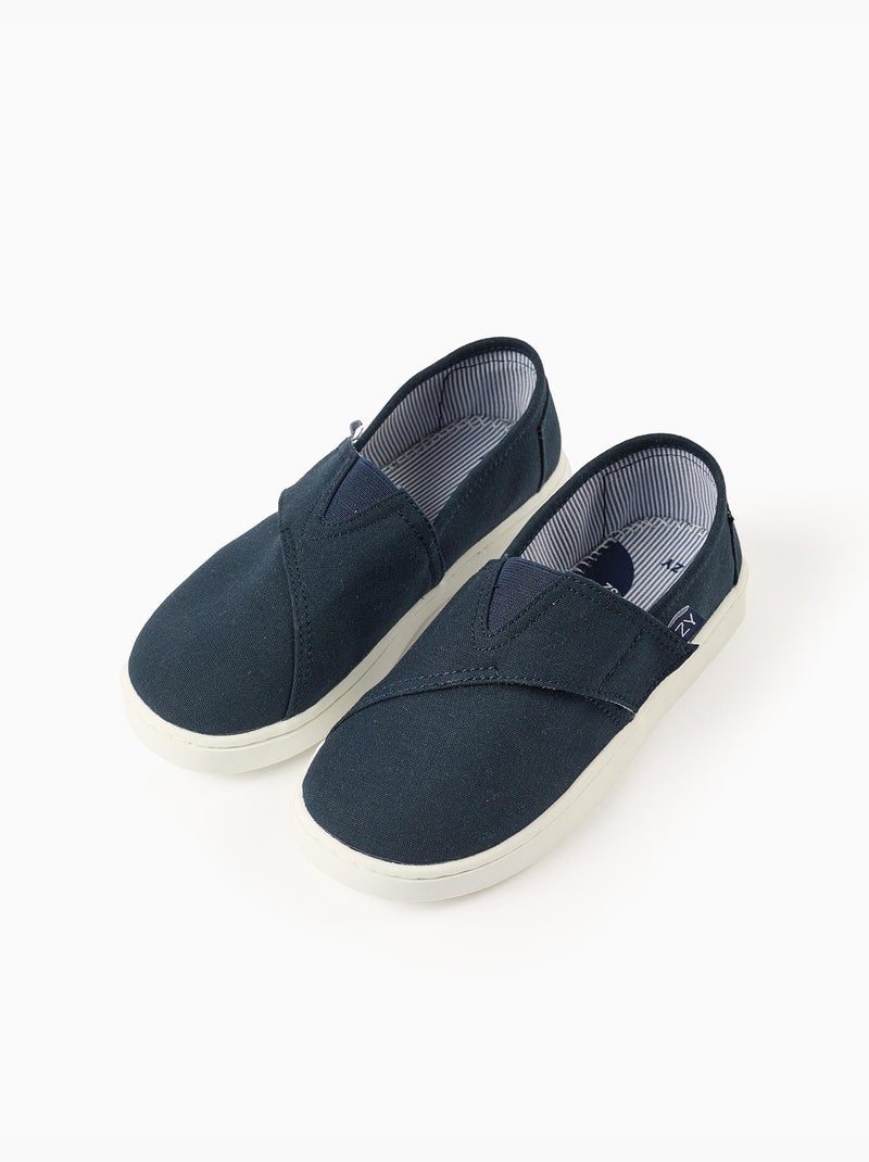 Espadrilles en lin avec fermeture à scratch Bleu foncé - Kiabi