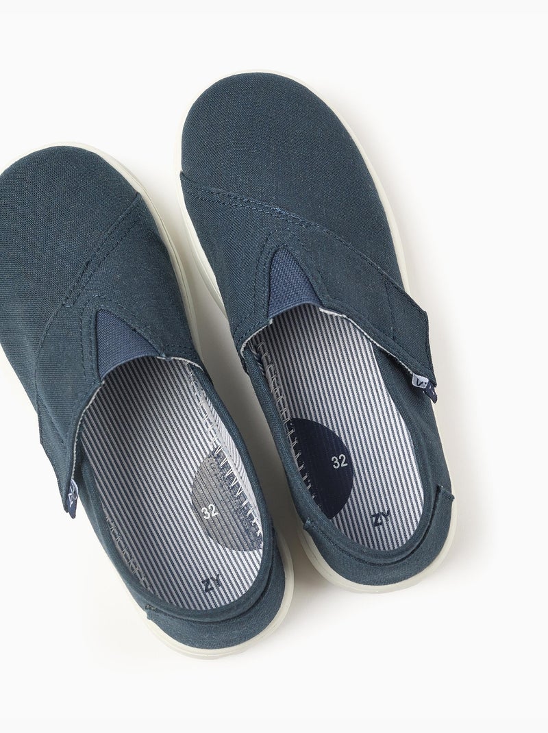 Espadrilles en lin avec fermeture à scratch Bleu foncé - Kiabi