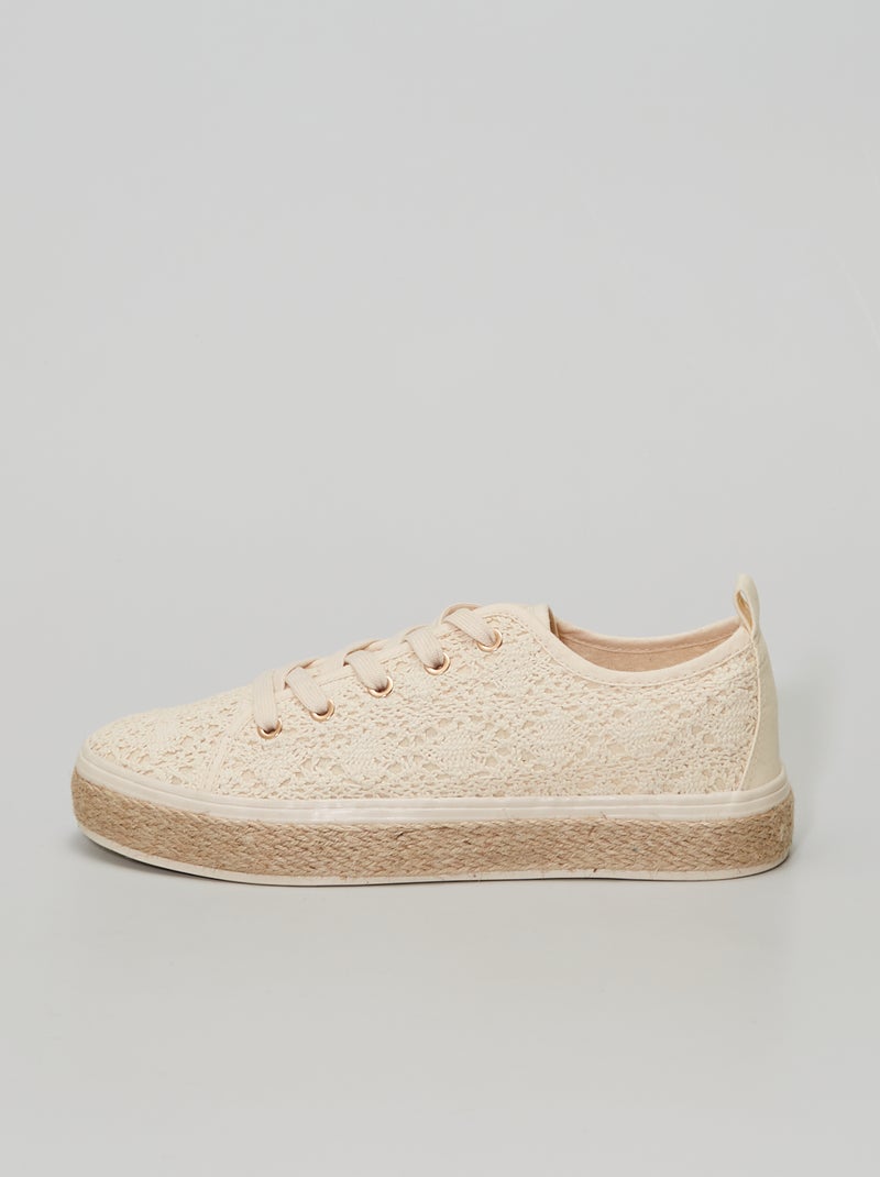Espadrilles en maille façon crochet blanc - Kiabi