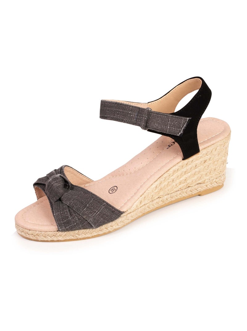Espadrilles femme nœud talon corde noir Isotoner Noir - Kiabi