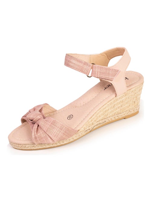 Espadrilles femme nœud talon corde rose Isotoner - Kiabi