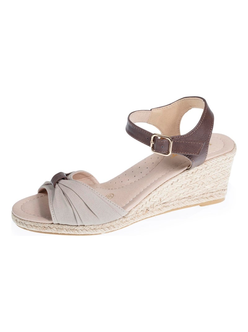 Espadrilles femme ouverte à talon corde taupe Isotoner Taupe - Kiabi