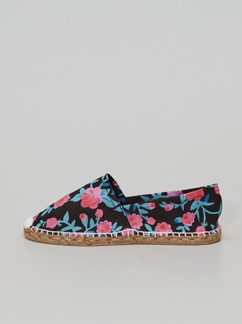 Espadrilles imprimé 'fleurs' noir - Kiabi
