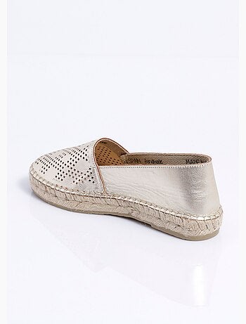 Espadrilles plates cuir perforé semelles corde - Afibel
