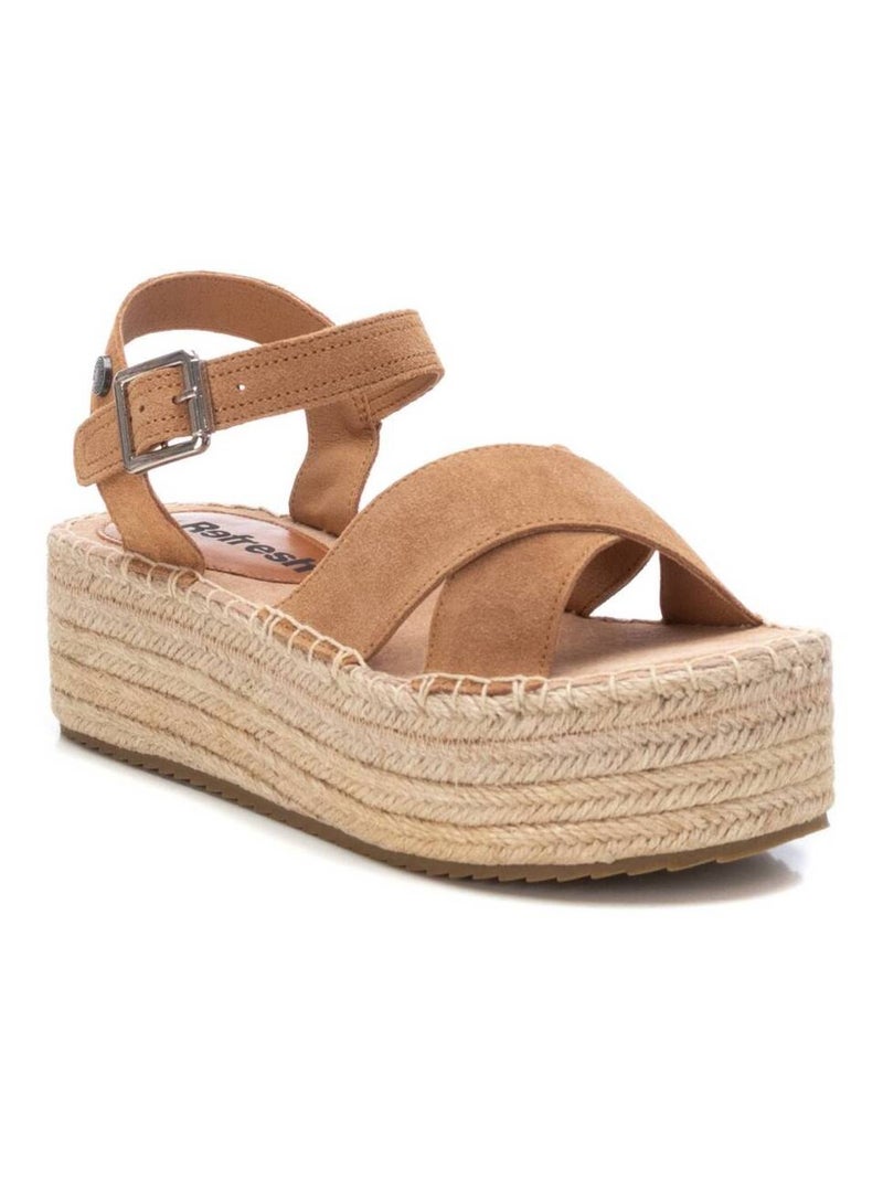 Espadrilles pour femme en cuir Camel - Kiabi