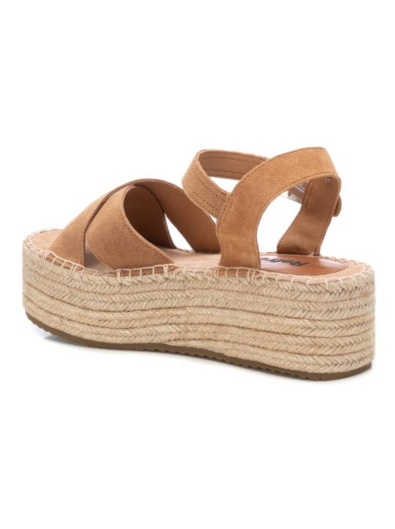 Espadrilles pour femme en cuir Camel - Kiabi