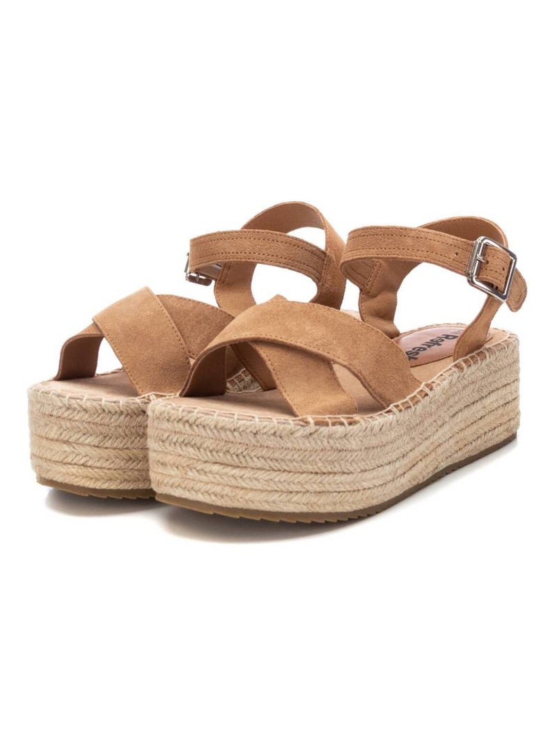 Espadrilles pour femme en cuir Camel - Kiabi