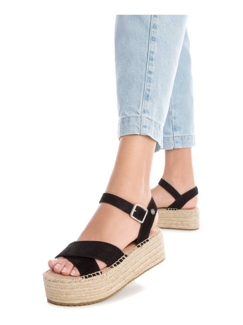 Espadrilles pour femme en cuir Noir - Kiabi