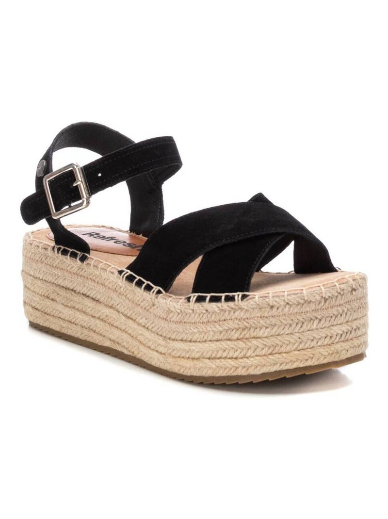 Espadrilles pour femme en cuir Noir - Kiabi