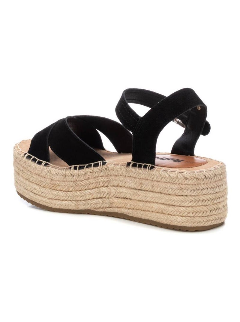 Espadrilles pour femme en cuir Noir - Kiabi