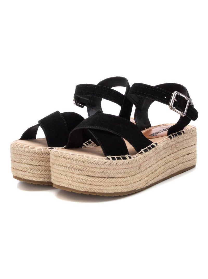 Espadrilles pour femme en cuir Noir - Kiabi
