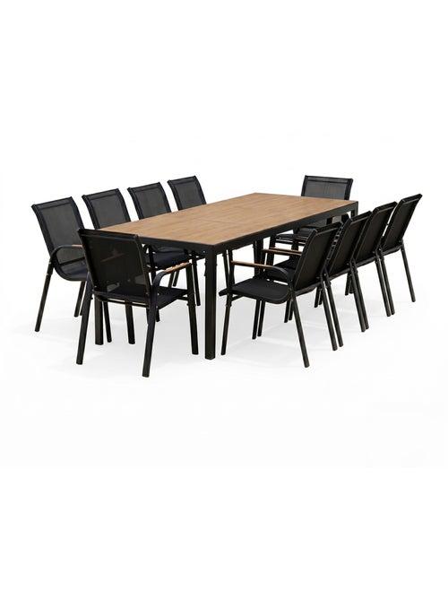 ESPERANCE Salon de jardin 10 places avec table 240cm effet bois - Kiabi