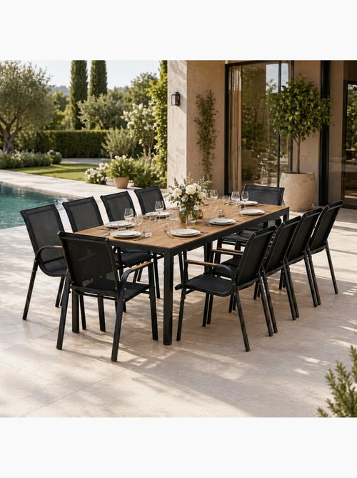 ESPERANCE Salon de jardin 10 places avec table 240cm effet bois - Kiabi