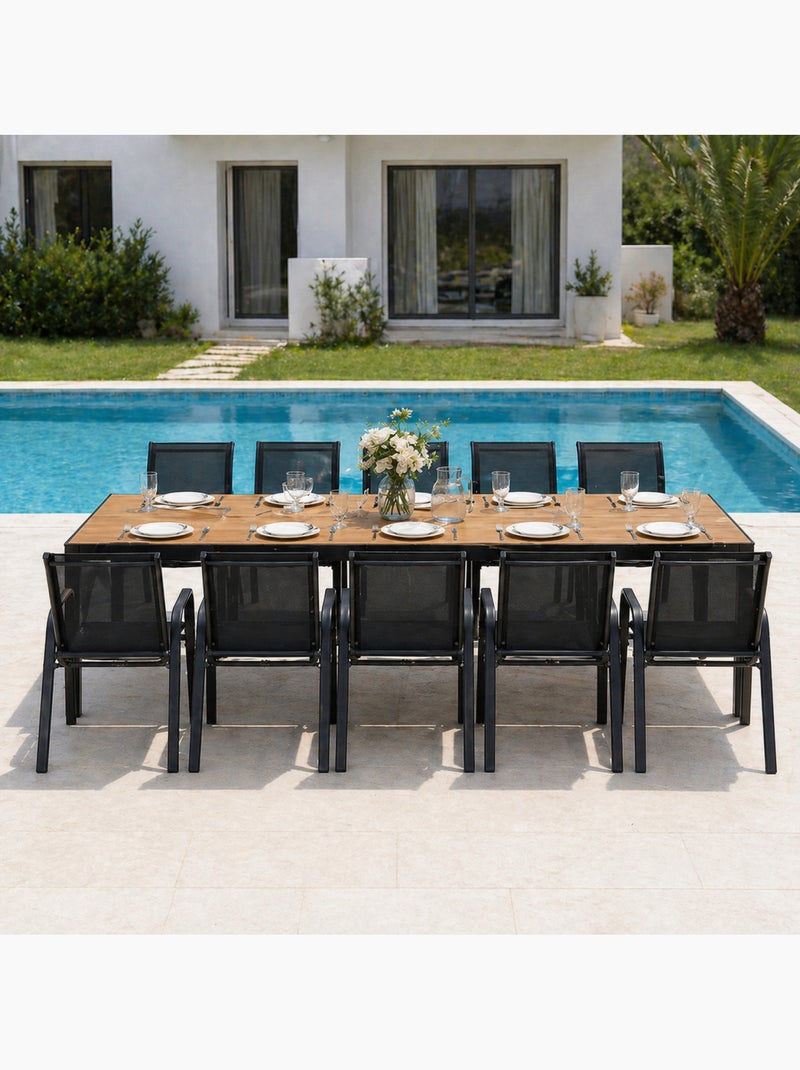 ESPERANCE Salon de jardin 10 places avec table 240cm effet bois Marron - Kiabi