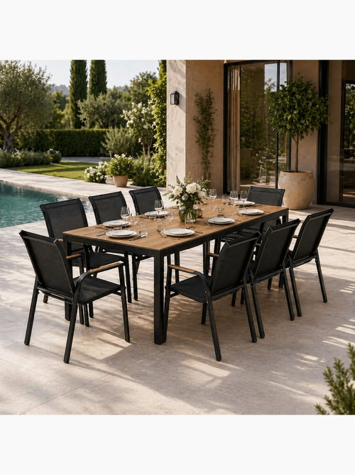 ESPERANCE Salon de jardin 8 places avec table 190cm effet bois - Kiabi