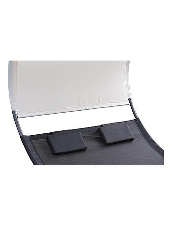 ESSAOUIRA Transat double à bascule avec auvent noir et écru