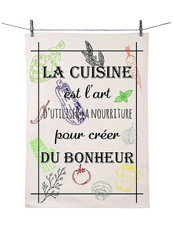 Essuie main en coton décoré Cuisine art du bonheur