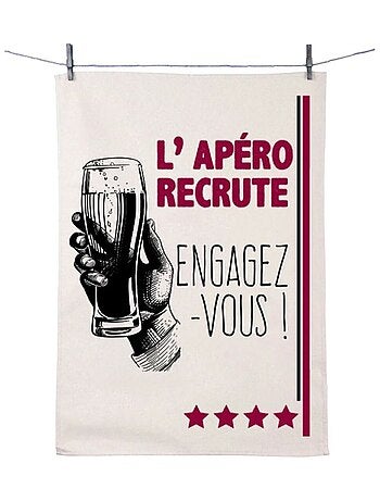 Essuie main en coton décoré l'apéro recrute