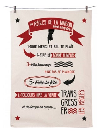 Essuie main en coton décoré règles de la maison