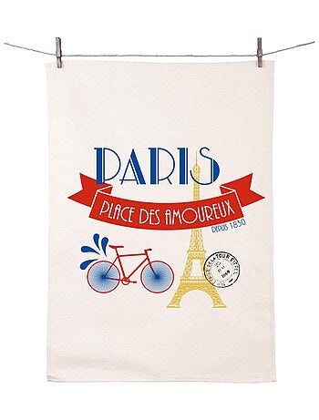 Essuie main paris vélo en coton décoré