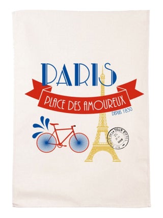 Essuie main paris vélo en coton décoré