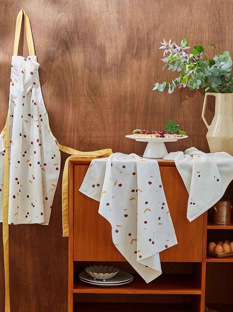 Essuie-mains imprimé en coton, CERISES Rouge clair - Kiabi