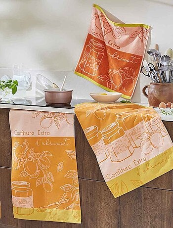 Essuie-mains imprimé en jacquard de coton, DELICE D'ABRICOTS