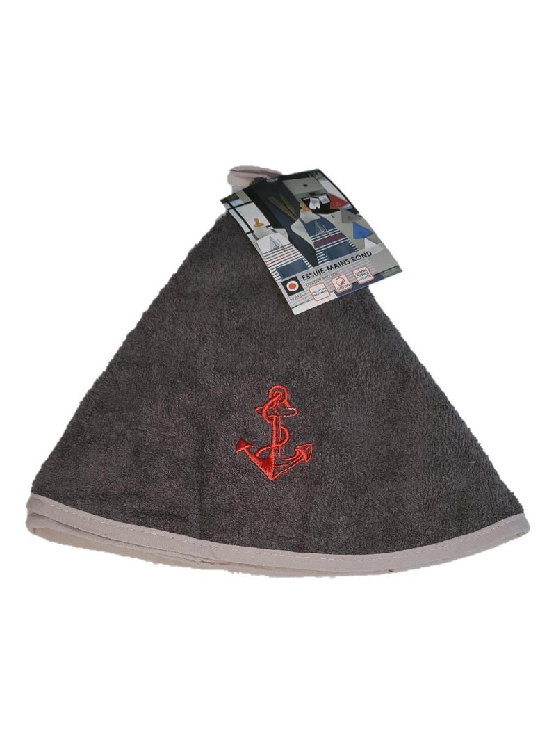 Essuie mains torchon rond brode ancre Gris - Kiabi
