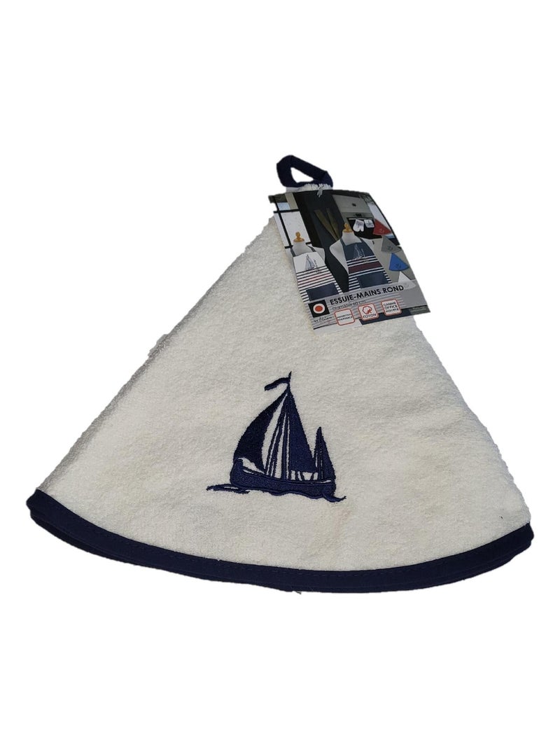 Essuie mains torchon rond brode bateau Blanc - Kiabi